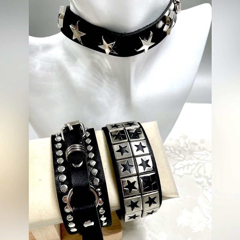 Sexy Always Custom Black Leather Lot 3-piece Necklace/Bracelets l New